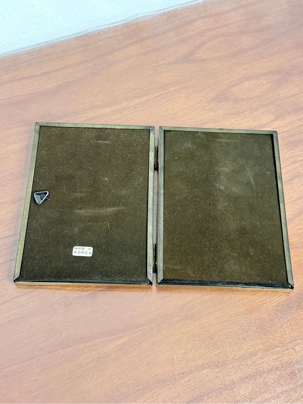 Vintage Brass Patina Double 5x7 Hinged Picture Frame